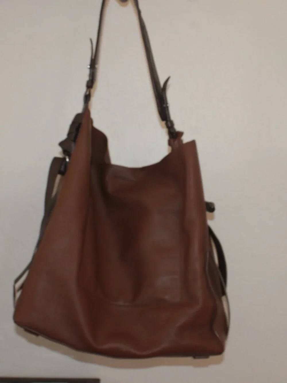 AllSaints Freedom Brown Leather Slouchy Hobo Bag